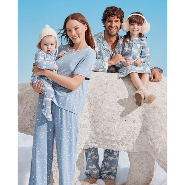 Hanna Andersson Holiday Snowy Polar Bear Matching Family Pajamas.