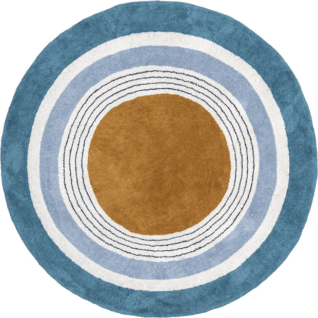 Rugs USA Blue Malory Rainbow Kids Washable Round Rug.