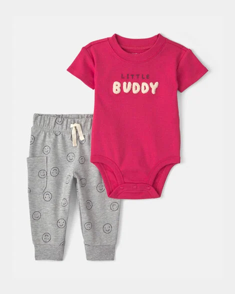 Baby Boy 2-Piece 'Little Buddy' Bodysuit & Pant Set.