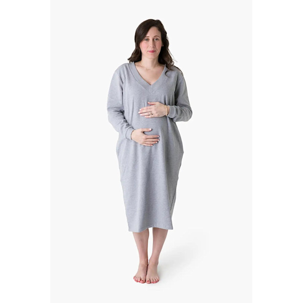 Maternity V-Neck Midi Dress.