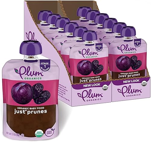 Plum Organics Stage 1 Organic Baby Food, Prune Puree, 3.5 Ounce Pouch (Pack of 12).