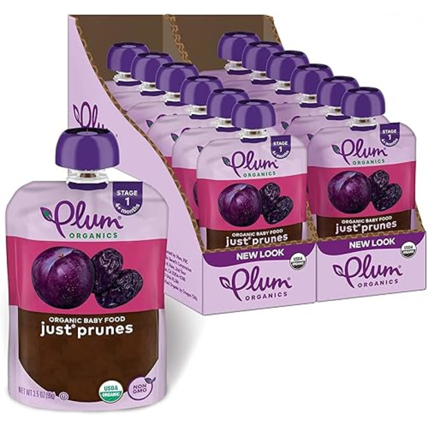 Plum Organics Stage 1 Organic Baby Food, Prune Puree, 3.5 Ounce Pouch (Pack of 12).