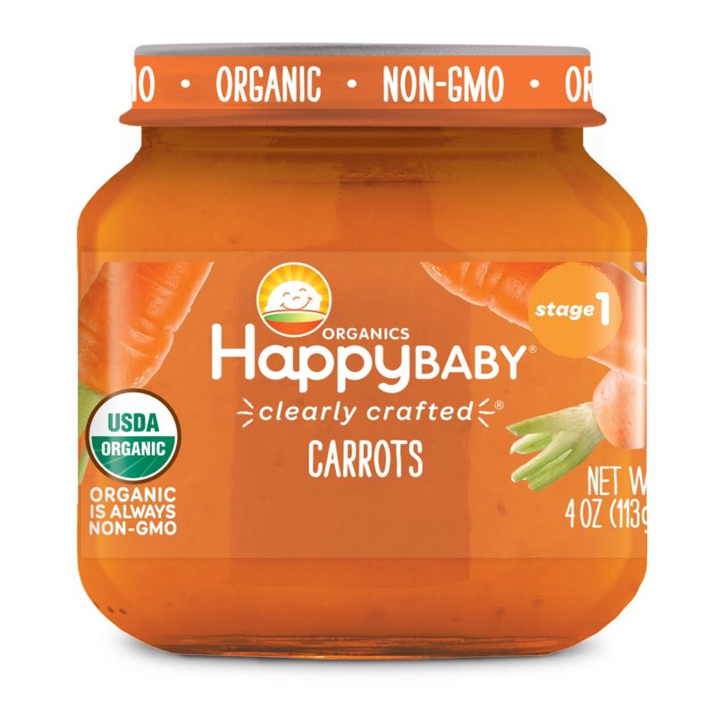 Happy Baby Organics Clearly Crafted Stage 1 Carrots Jar - 4oz.