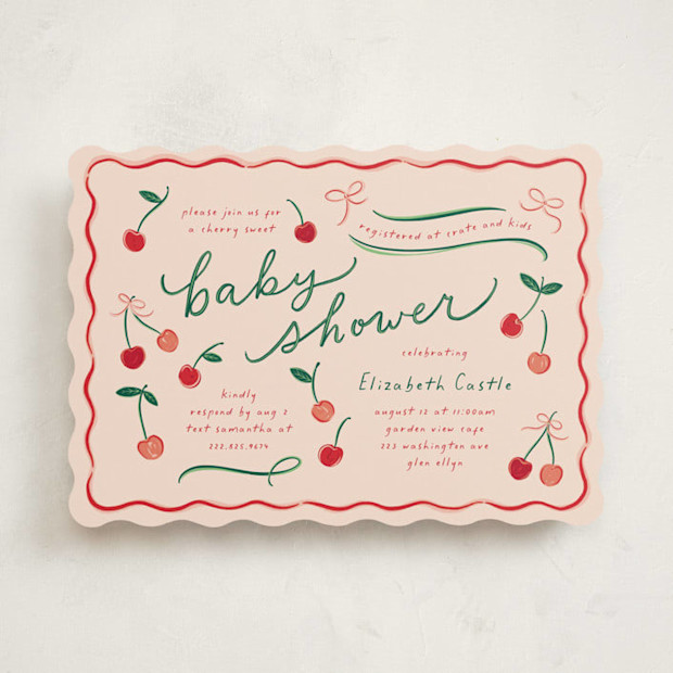 Minted Cherry Sweet Baby Shower Invitations.