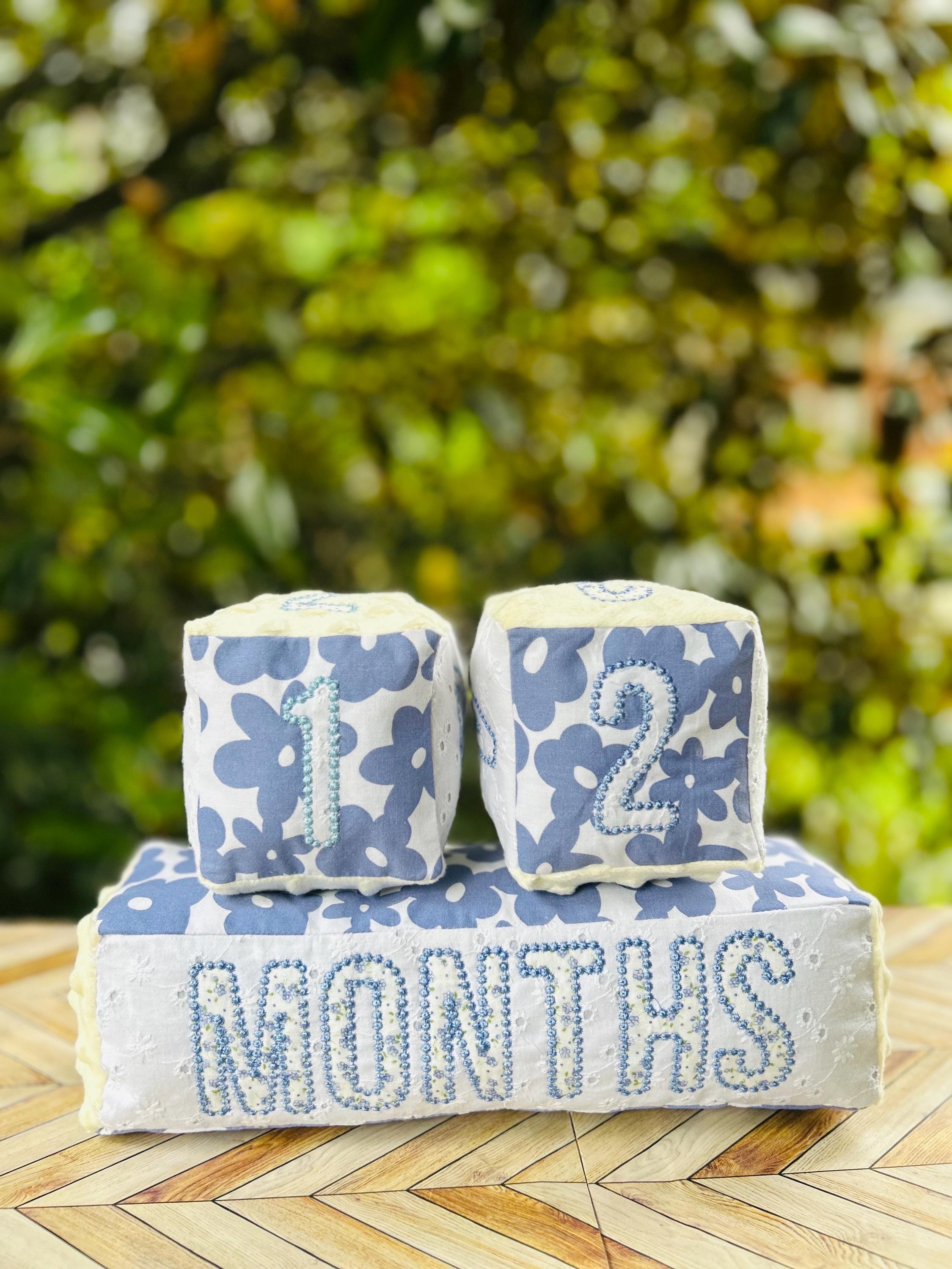 CozyPeachDesigns Plush Embroidered Milestone Blocks.