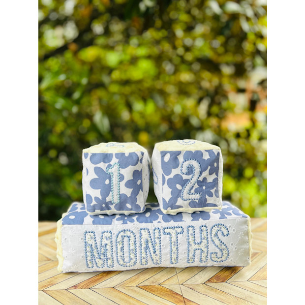 CozyPeachDesigns Plush Embroidered Milestone Blocks.