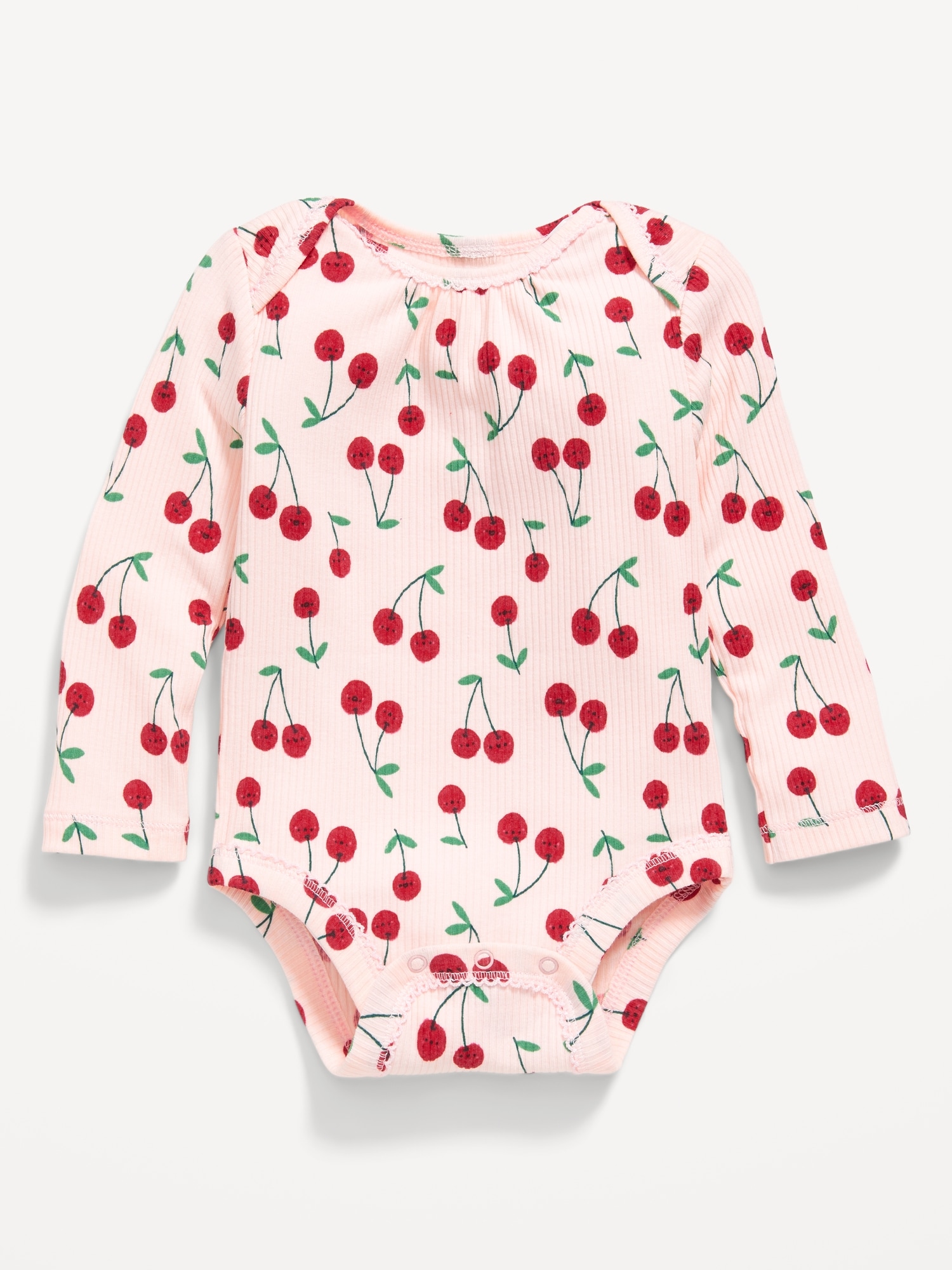 Printed Long-Sleeve Ribbed Bodysuit for Baby.