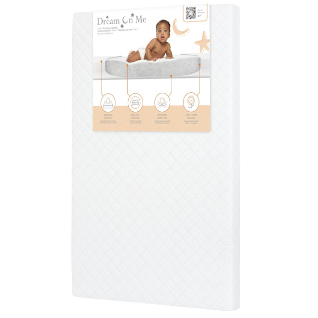 Dream On Me Dream On Me, Mini Crib Mattress, Sunset 3" Extra Firm Waterproof Vinyl - $28.92.