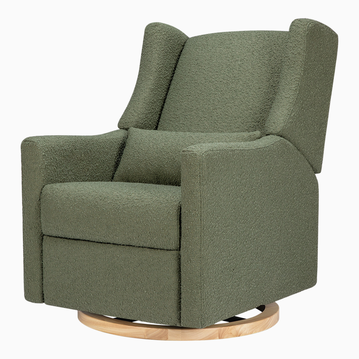 babyletto Kiwi Electronic Recliner and Swivel Glider - Olive Boucle With Light Base.