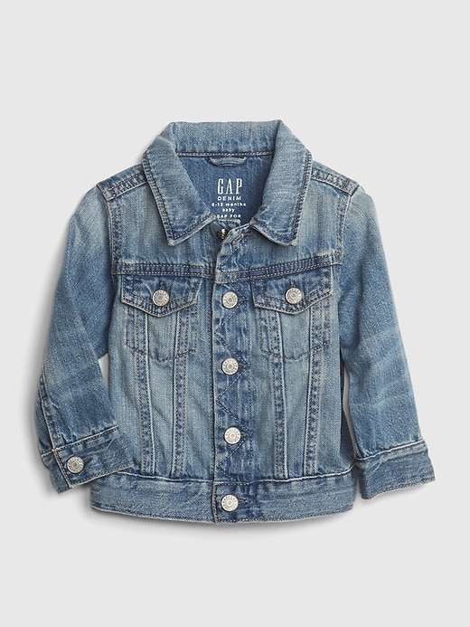GAP Baby 100% Organic Cotton Icon Denim Jacket in medium light - $23.00.