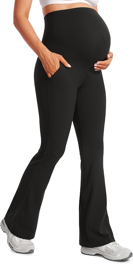 CRZ YOGA Women Butterluxe Maternity Flare Leggings with Pockets