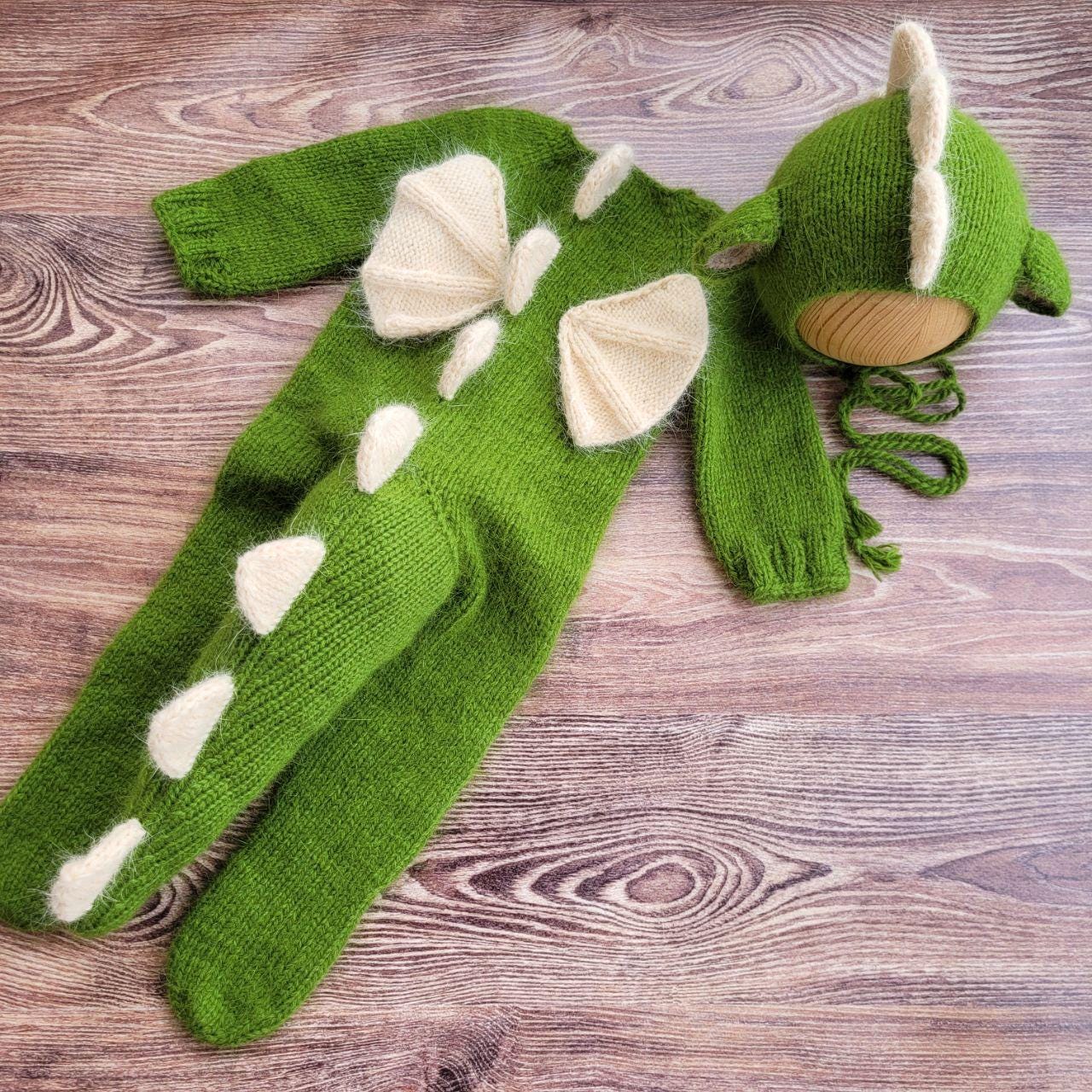 Mircale Knit Things Newborn Dragon Hat and Romper.