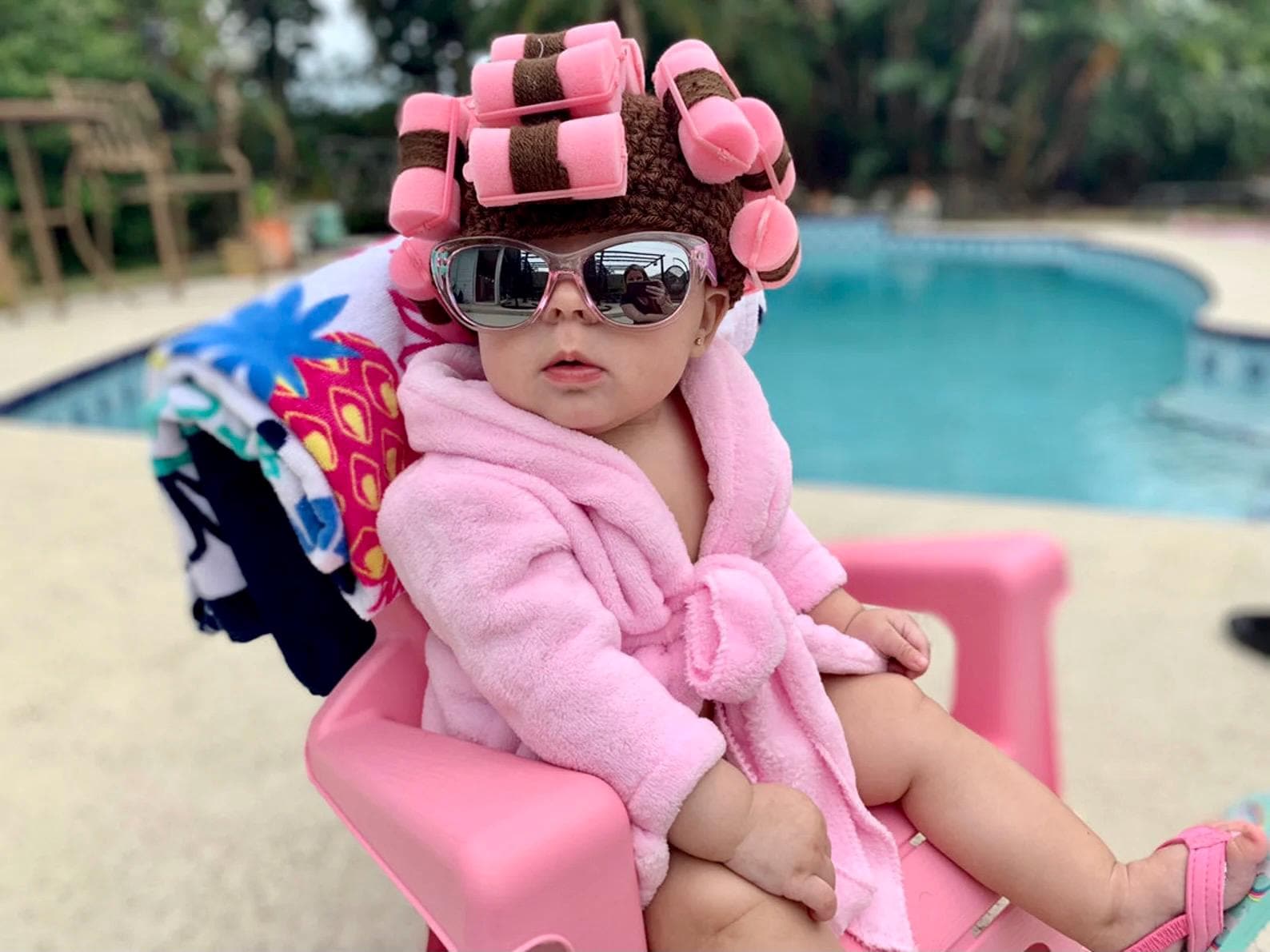 Crochet Baby Curler Hat.