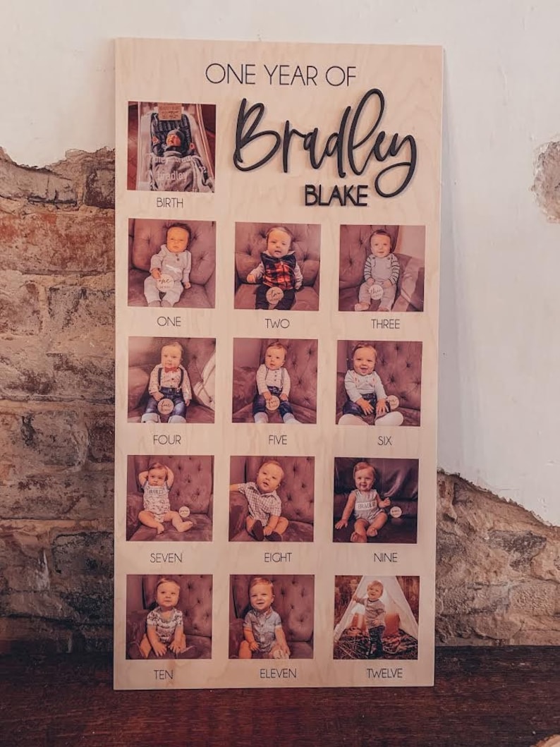 Rusticoakdesign One Year of Baby Display.