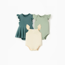 PATPAT Baby Girl Bodysuits - Soft Bamboo Viscose - Flutter Sleeves Cute Dress - Newborn Infant Summer Clothes - 3 Pack