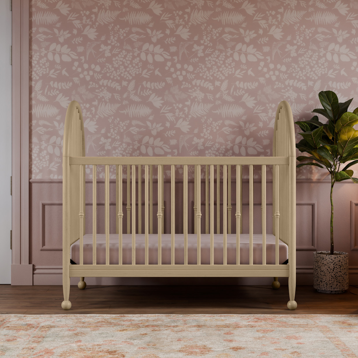 Namesake Alouette 3-in-1 Convertible Spindle Crib - Washed Pine.