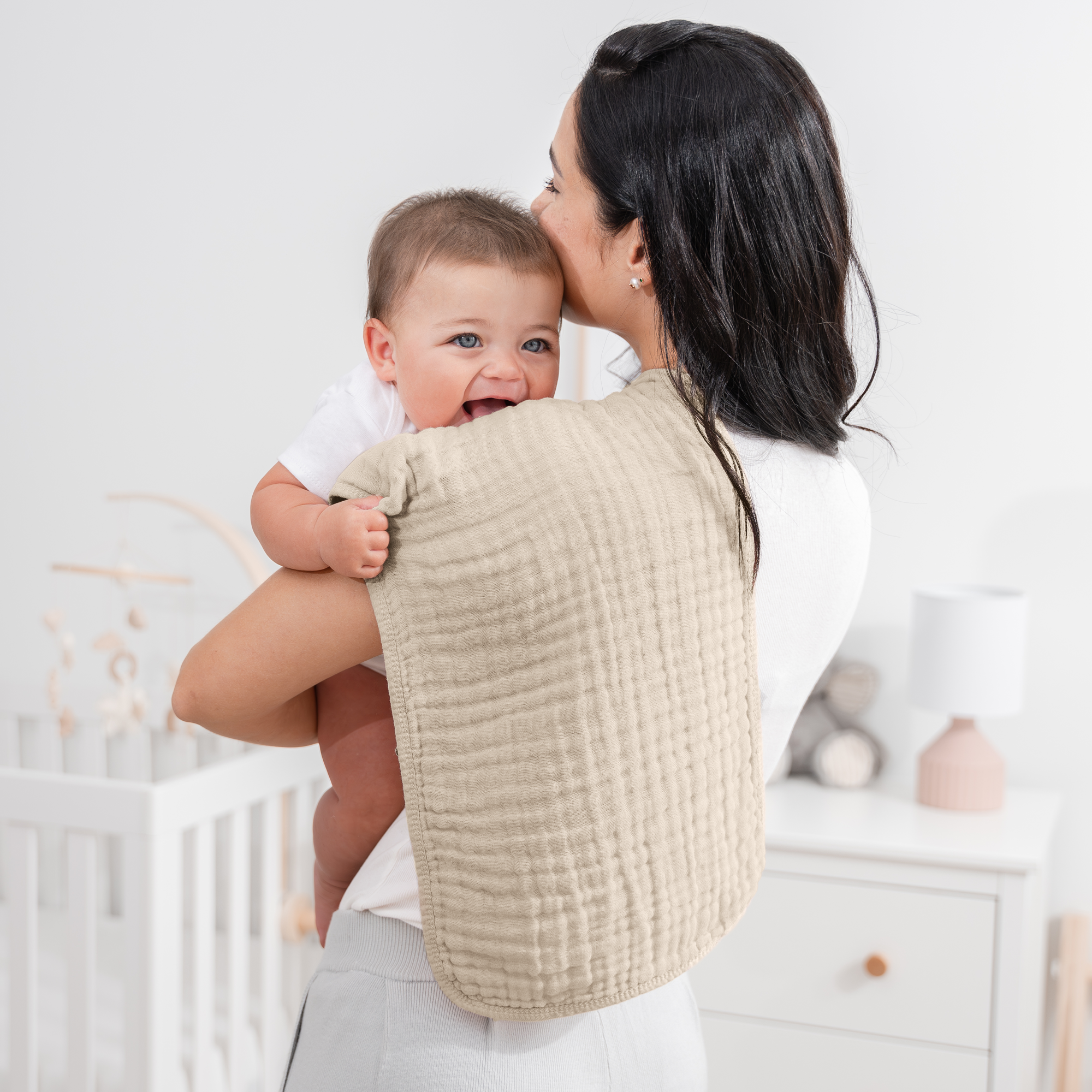 Comfy Cubs 6-Layer Muslin Burp Cloths Set - Sand, 10.