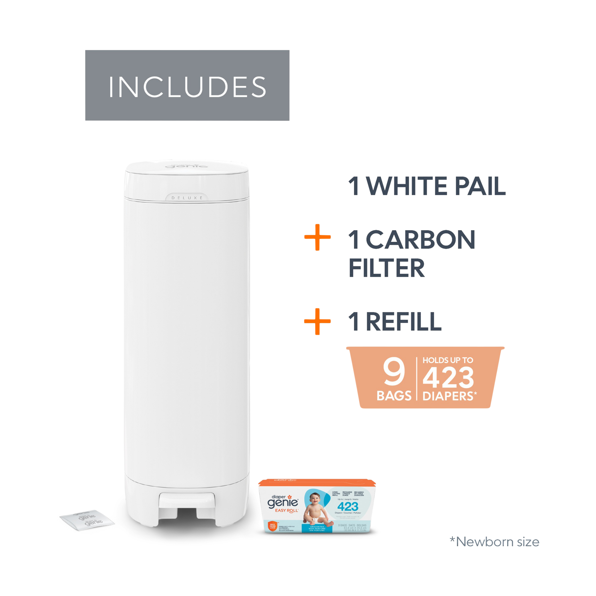 Diaper Genie Deluxe Diaper Pail - White.