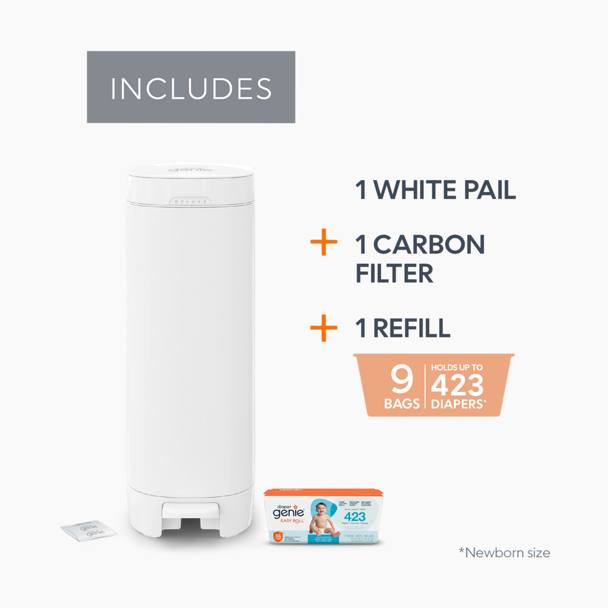 Diaper Genie Deluxe Diaper Pail - White.