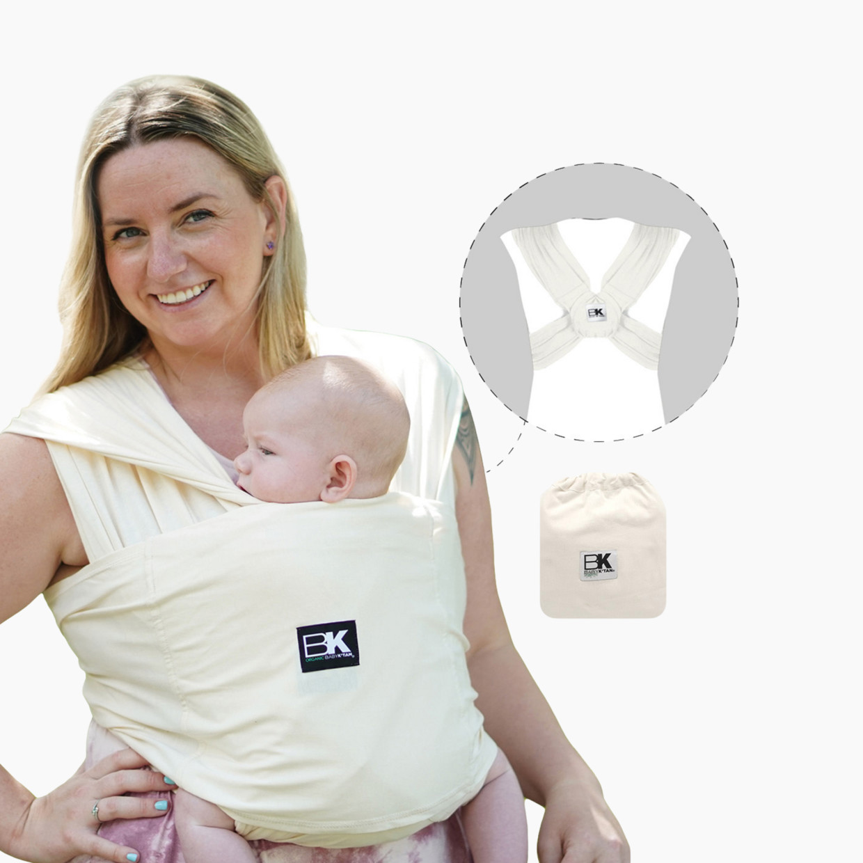 Baby K'tan Organic Cotton Baby Wrap Carrier - Natural, Medium.