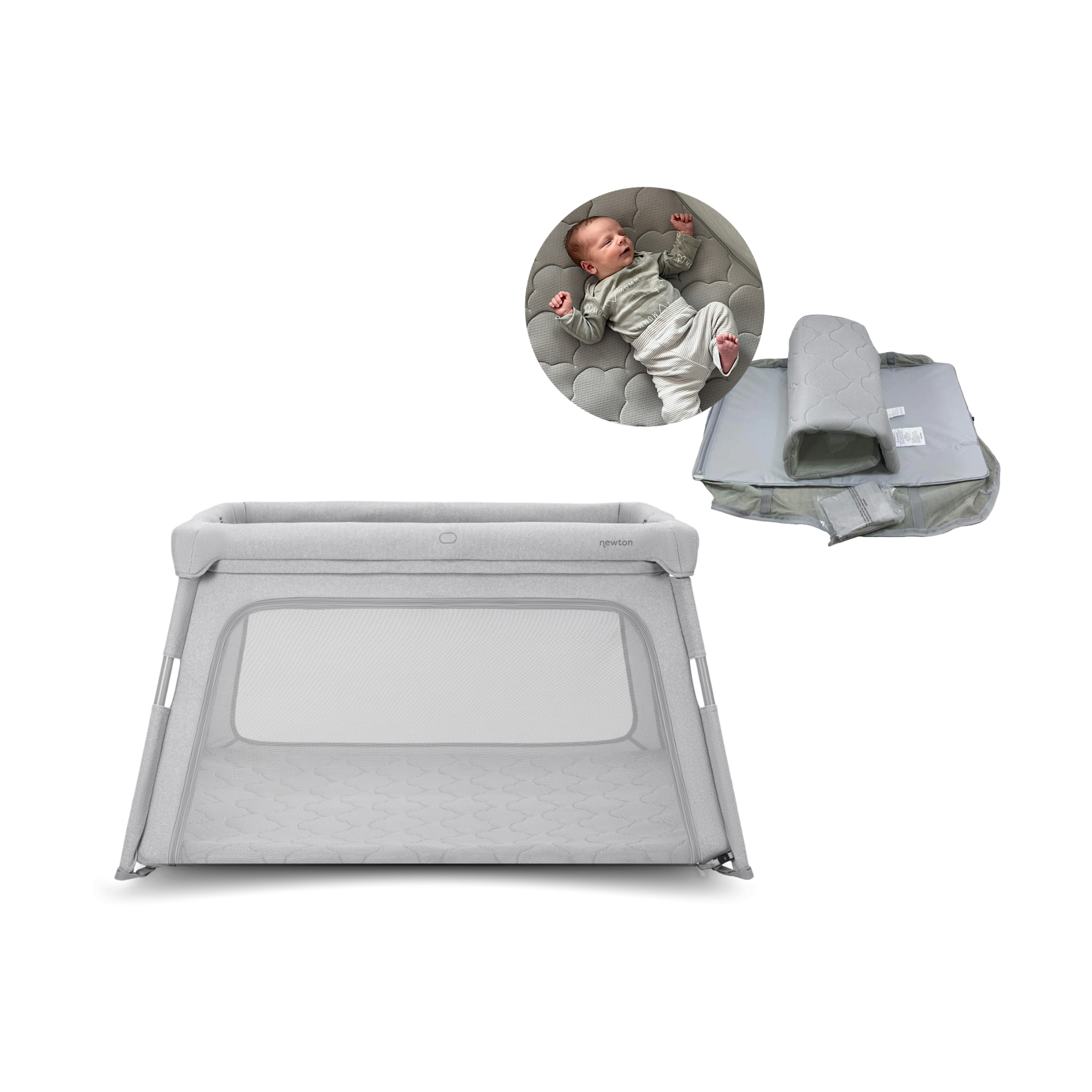 Newton Baby Travel Crib and Play Yard with Bassinet Insert.