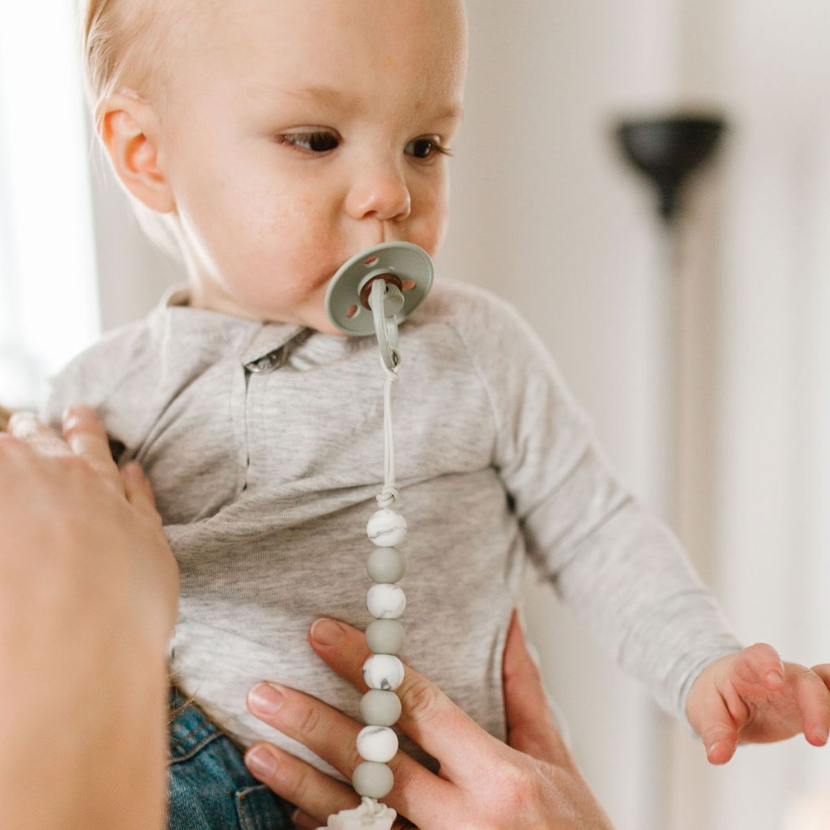 Loulou Lollipop Lolli Gem Silicone Pacifier Clip Pastel Rainbow