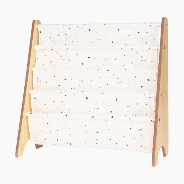 3 Sprouts Recycled Book Rack - Cream Terrazzo.