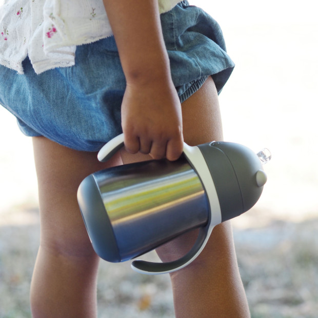 Beaba Stainless Steel Straw Sippy Cup - Charcoal.