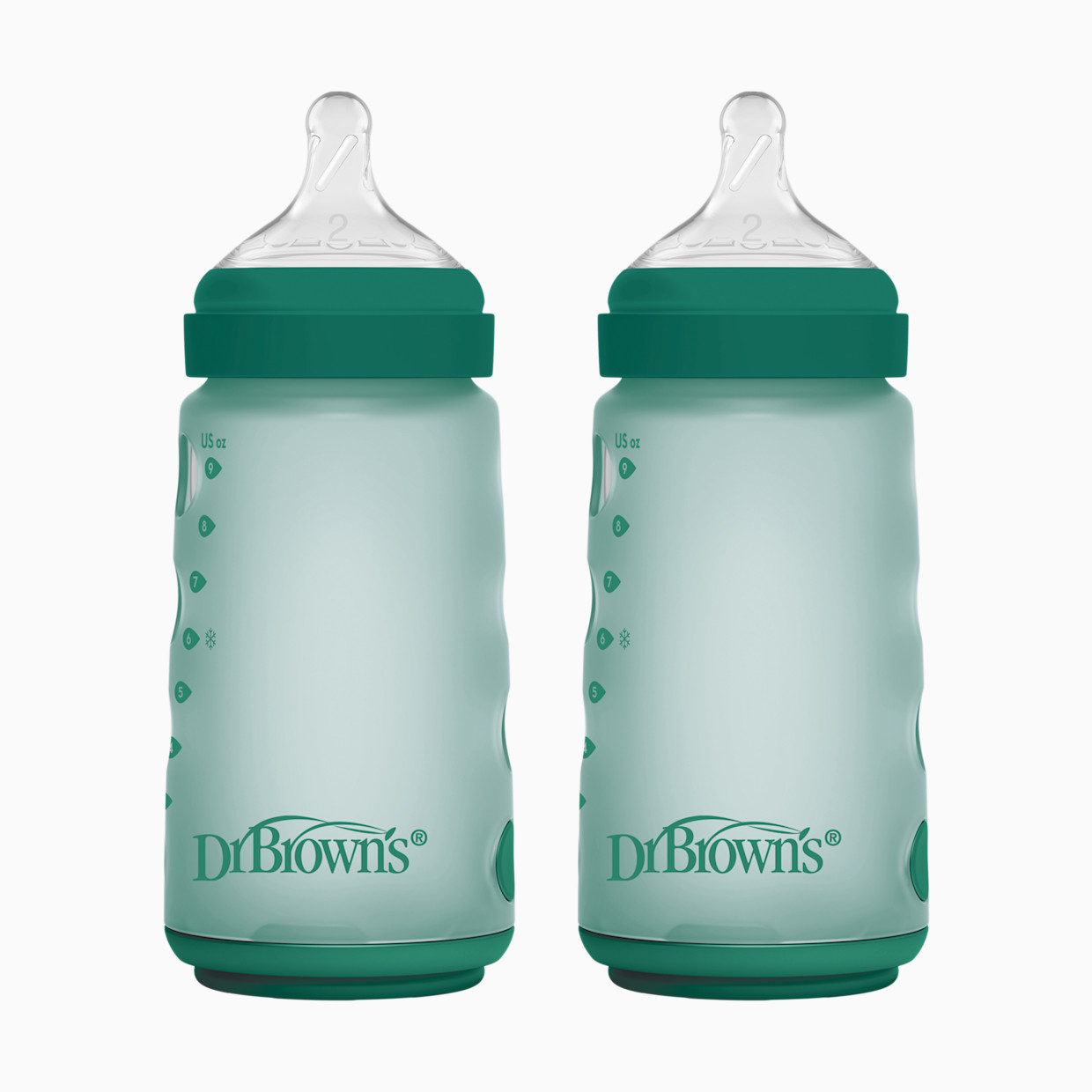 Dr. Brown's Options+ Wide-Neck Silicone Baby Bottles - Green, 9 Oz.