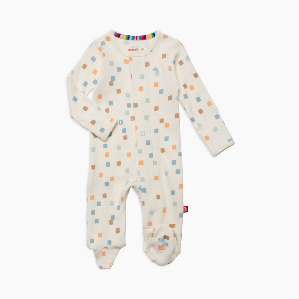 Magnetic Me Organic Cotton Magnetic Footie - Hip To Be Square, 3-6 M.
