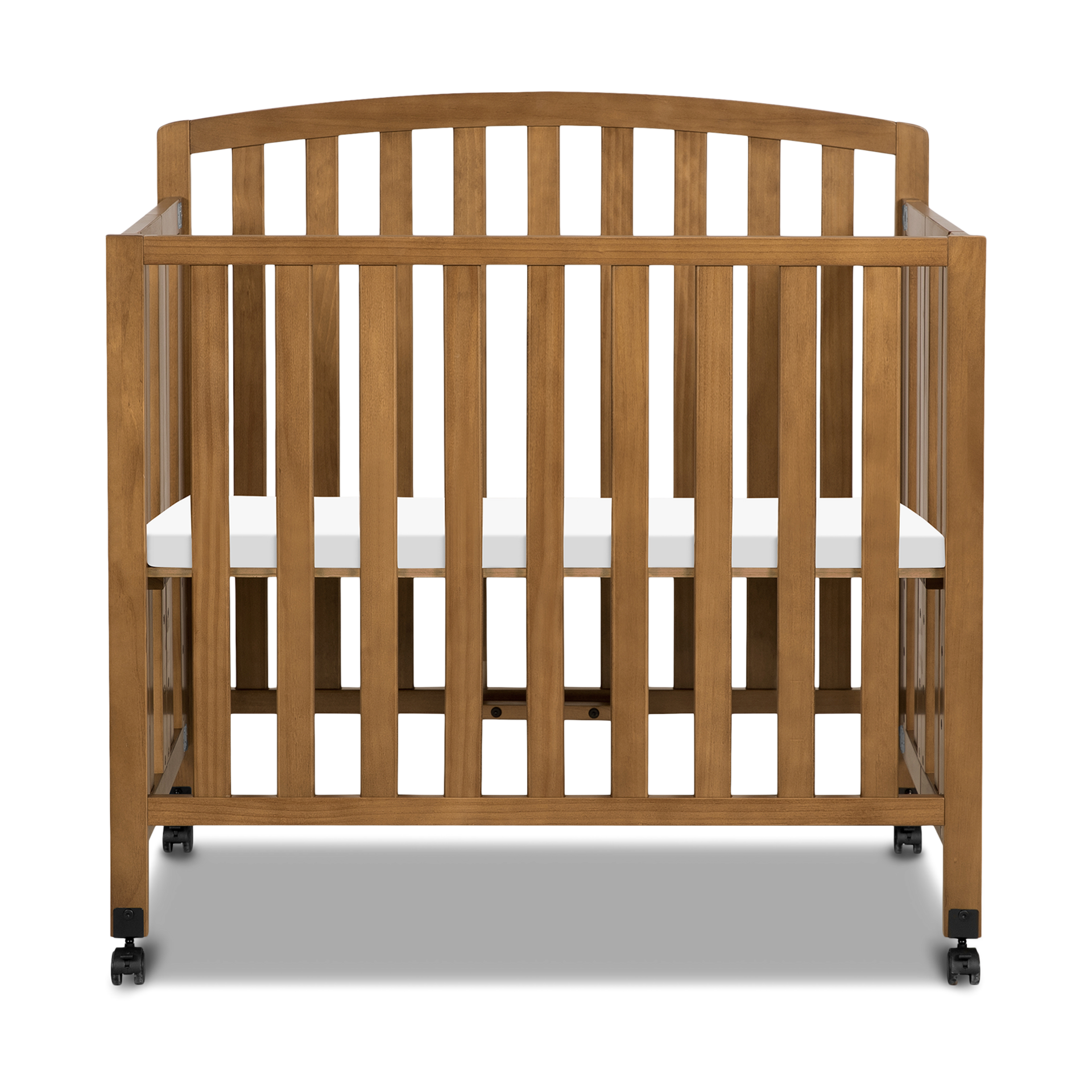 DaVinci Dylan 3-in-1 Portable Baby Crib with Wheels - Toddler Bed & Daybed Conversion - Perfect for Small Spaces & Easy Assembly, GREENGUARD Gold Certified w/ 4 Adjustable Mattress Heights - Chestnut