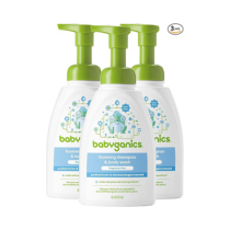 Babyganics Baby Shampoo + Body Wash Pump Bottle, Fragrance Free, 16oz, 3 Pack