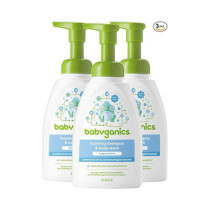 Babyganics Baby Shampoo + Body Wash Pump Bottle, Fragrance Free, 16oz, 3 Pack