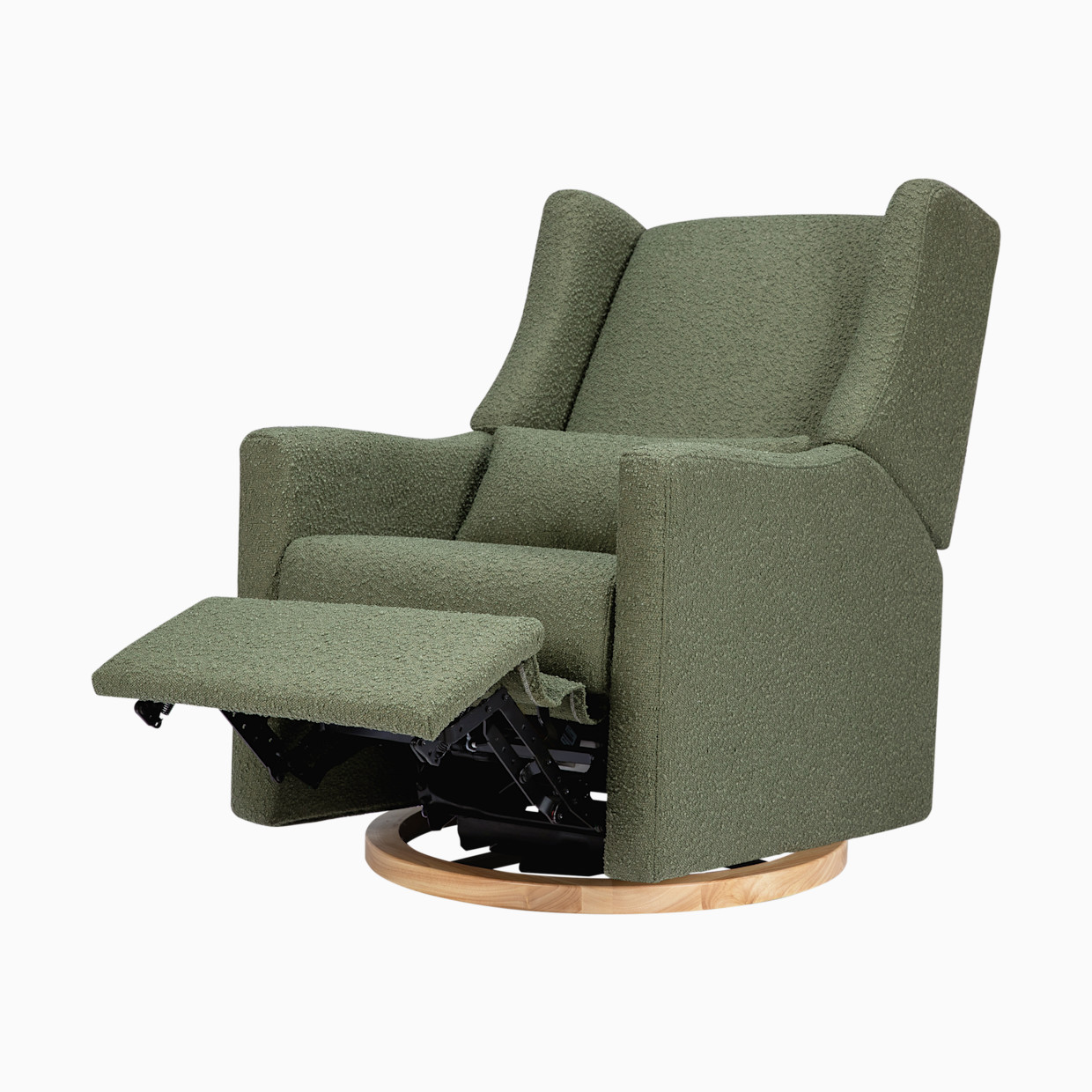 babyletto Kiwi Electronic Recliner and Swivel Glider - Olive Boucle With Light Base.