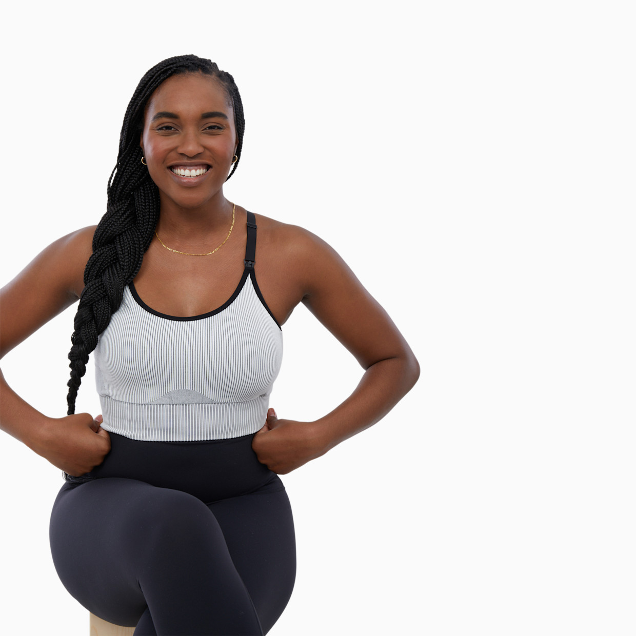 Ingrid and Isabel Seamless Nursing Sports Bra - Black White Combo, XS.