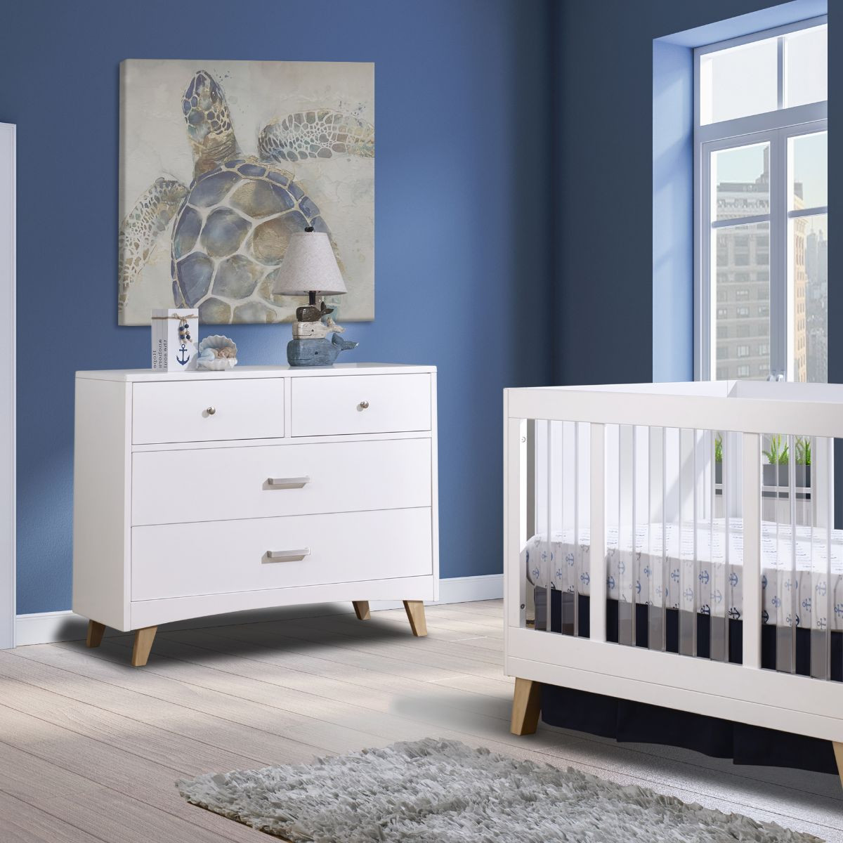 Sorelle Soho 4 Drawer Dresser - White And Natural Wood.