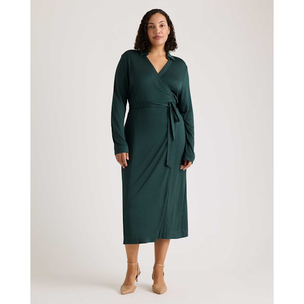 Silk Jersey Midi Wrap Dress.