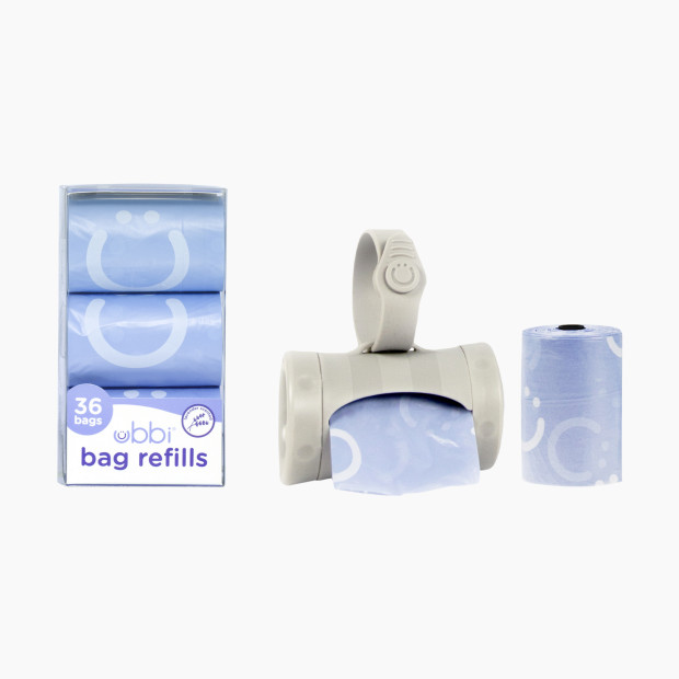 Ubbi On-the-Go Bag Dispenser + 60 Count Bag Refills - Gray.