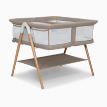Delta Children Bondi Beechwood Twin Bassinet with PureAir Breathable Mesh Sheet and FSC-Certified Wood, Tan