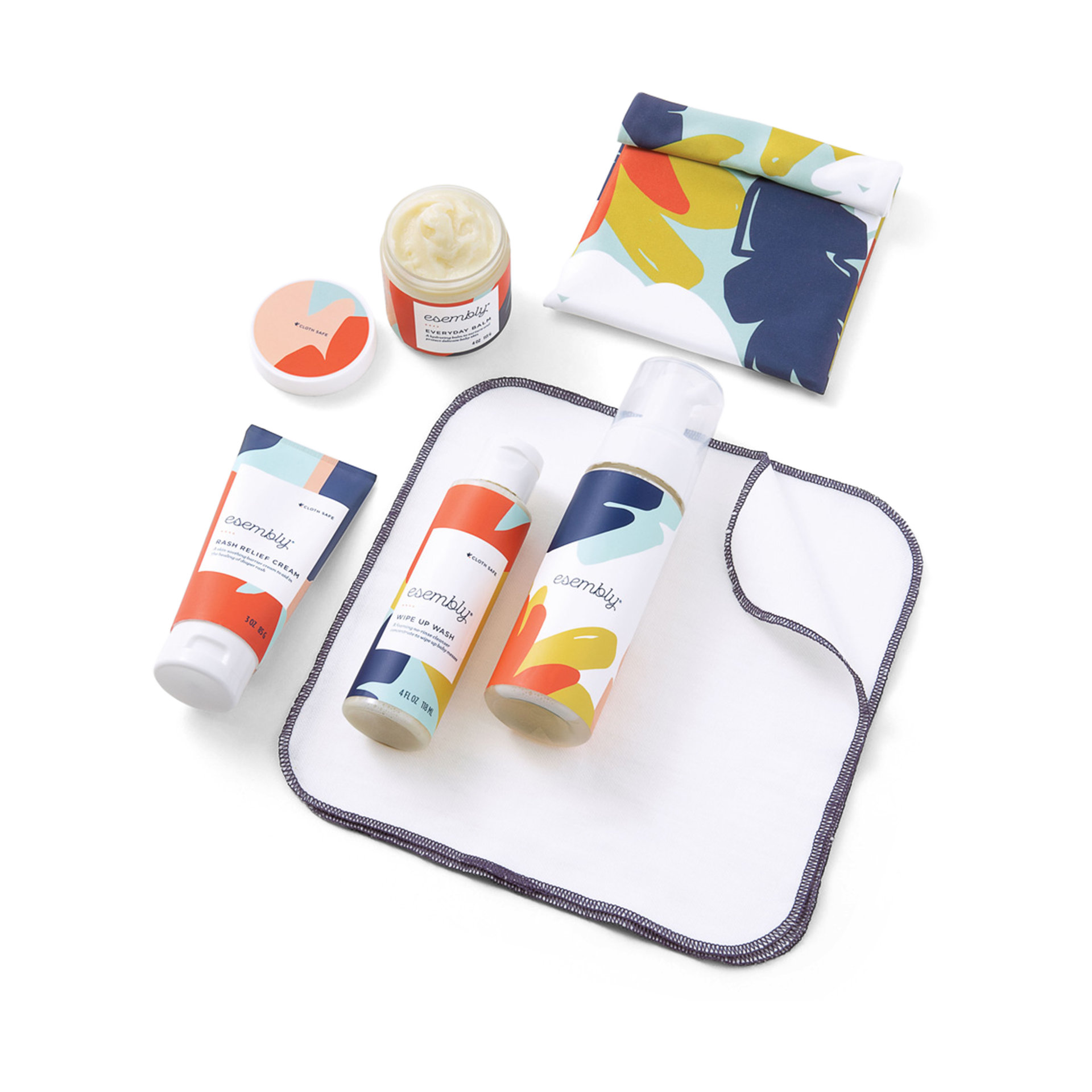 Esembly Skincare Kit, Baby Arrival Gift Set with Organic Diaper Creams, Reusable Organic Cotton Wipes and Wipe Cleanser with Foamer - Mama and Baby Essentials for Cloth Diapering