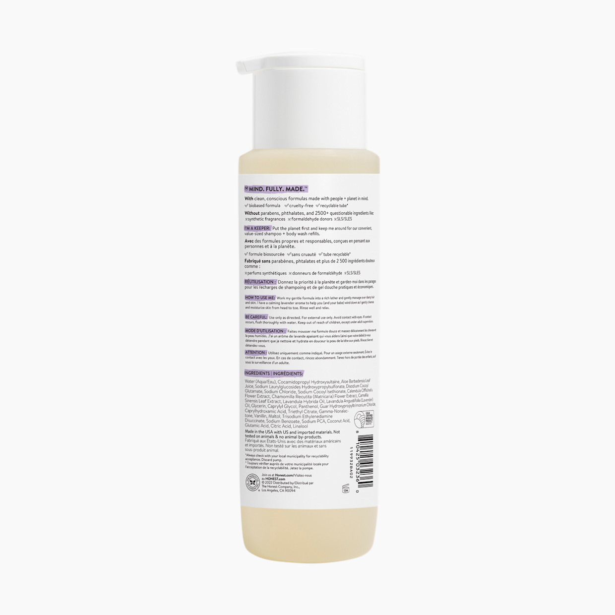 The Honest Company Shampoo & Body Wash - Calm (Lavender), 18 Fl Oz.