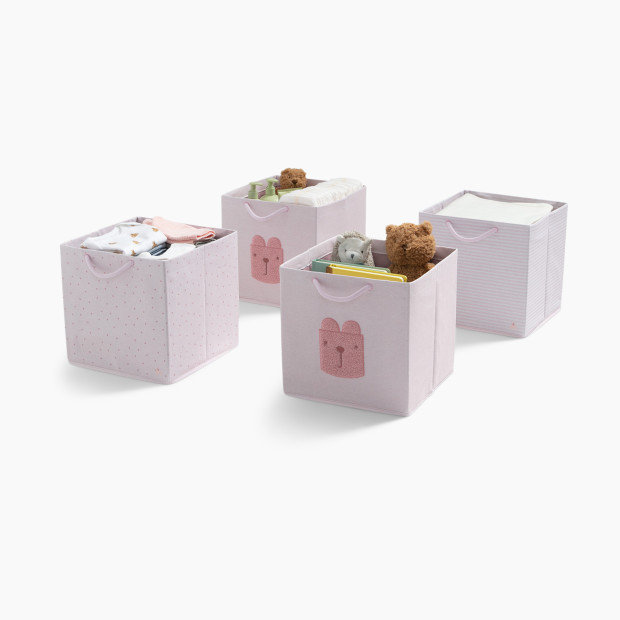 Delta Children babyGap 4-Pack Brannan Bear Fabric Storage Bins with Handles - Pink.