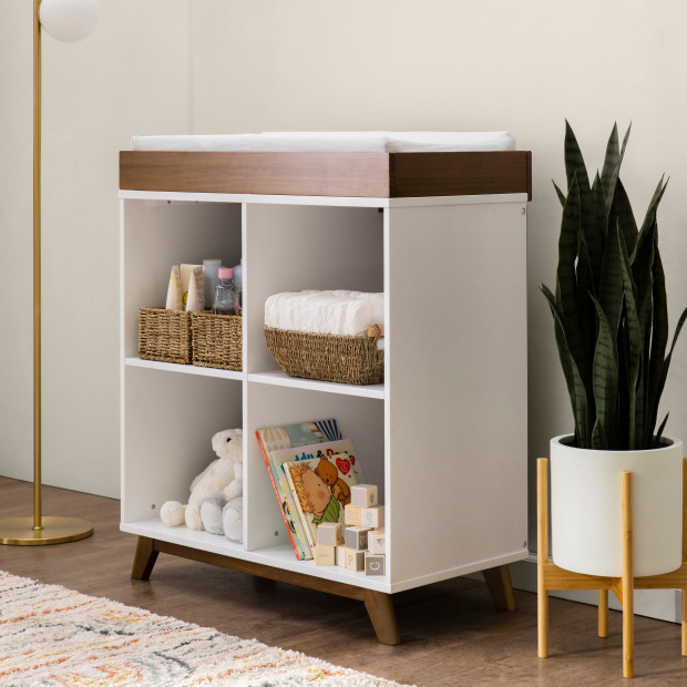 DaVinci Otto Convertible Changing Table and Cubby Bookcase - White And Walnut.