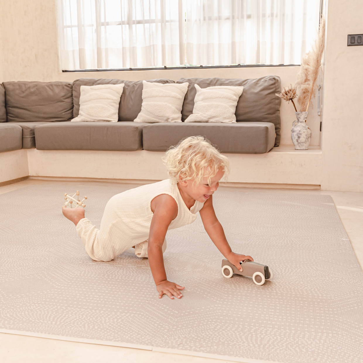 Toddlekind Haven Foam Play Mat | Deco Collection - Latte, 4X6.