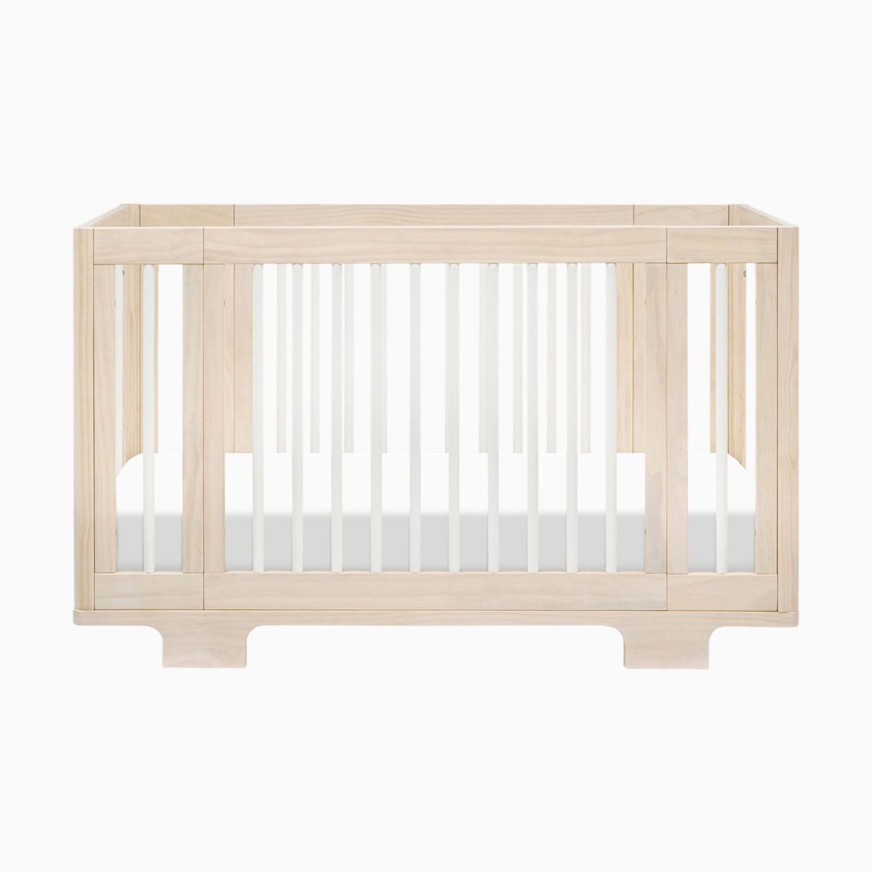 babyletto Yuzu 8-in-1 Convertible Crib with All-Stages Conversion Kits - Washed Natural / White.