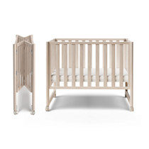 MAMAZING EvoNook 6-in-1 Convertible Mini Crib, 100% New Zealand Wood, 4 Adjustable Mattress Heights, Crib with Mattress,GREENGUARD Gold Certified, Washed Natural