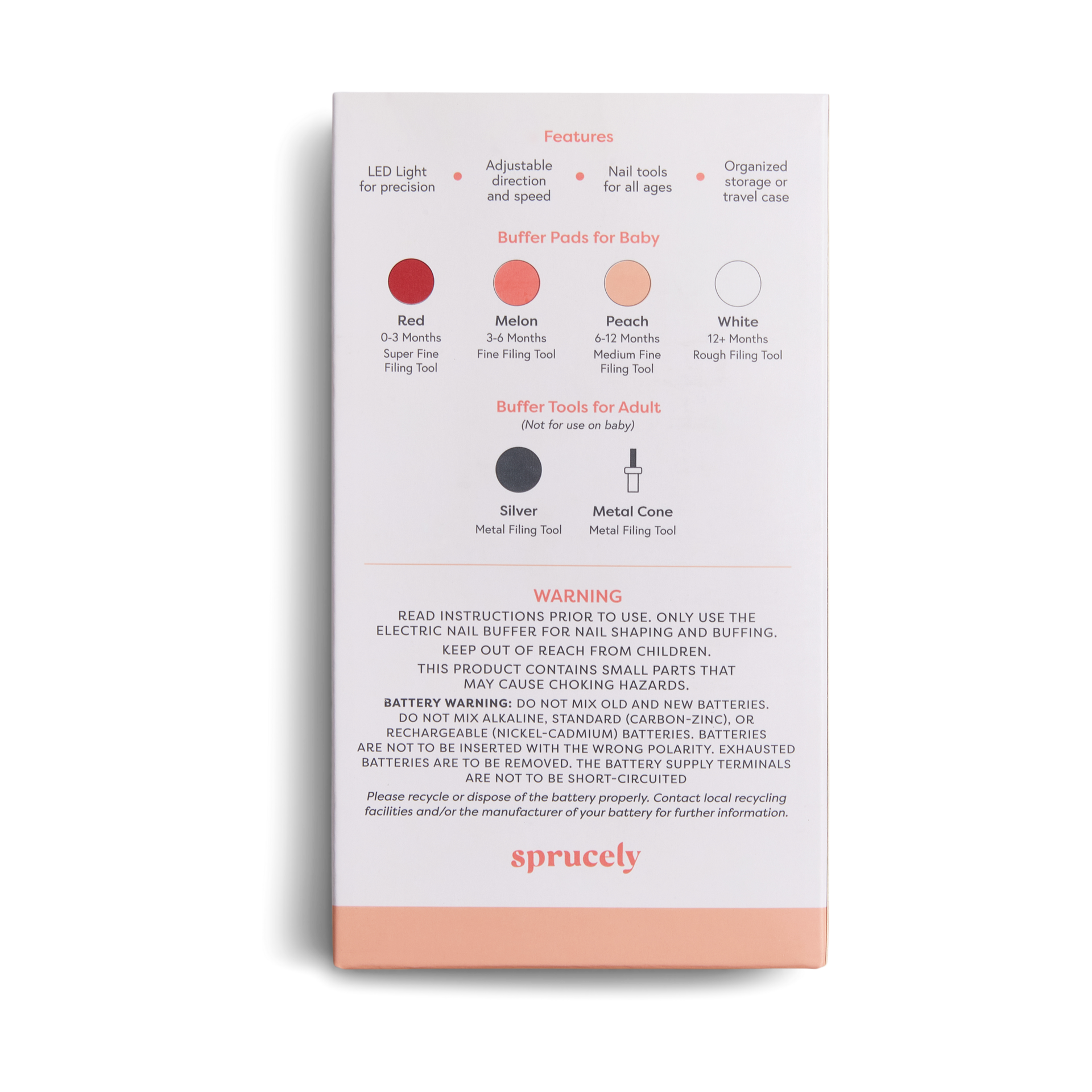 Sprucely Electric Nail Buffer - Cantaloupe/White.