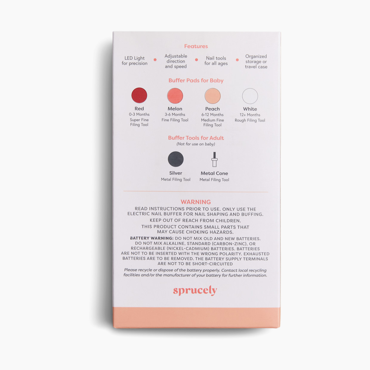 Sprucely Electric Nail Buffer - Cantaloupe/White.