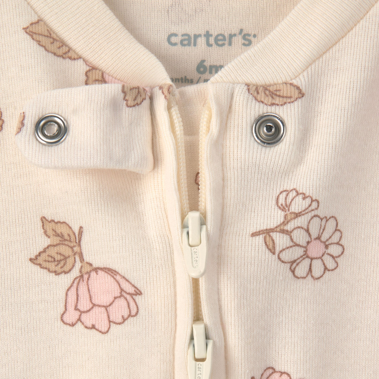 Carter's Snug Fit Sleep & Play Pajamas (2 Pack) - Pink Striped Flower, 6M.