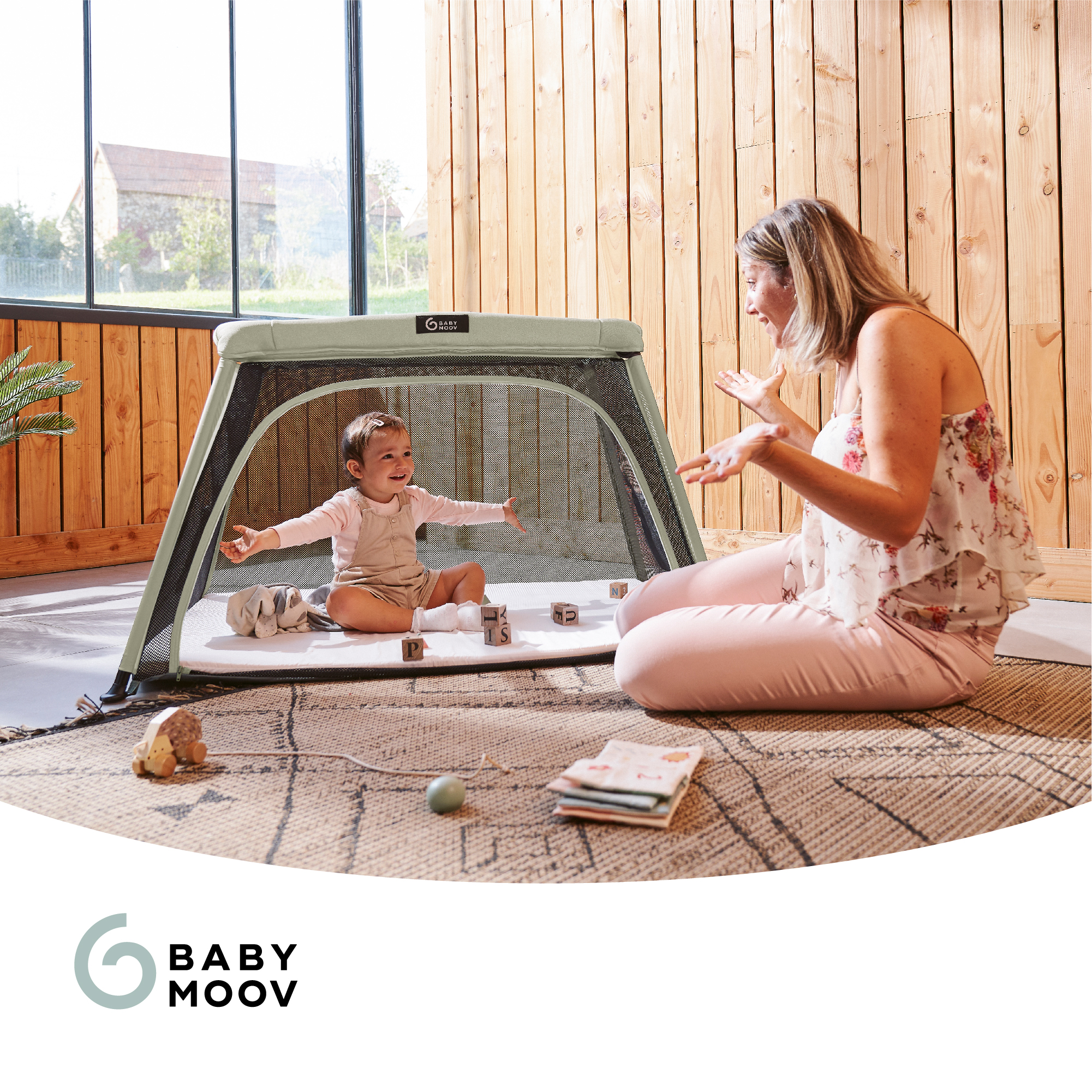 Babymoov Moov & Comfy 3-in-1 Travel Bed, Playard, and Bassinet.